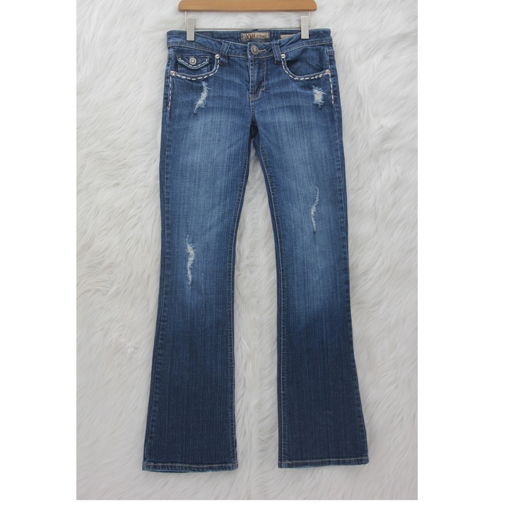 YMI Women's Blue Jeans Y2K Low Rise Bootcut Vtg Stretch 5 Embroidered Butterfly